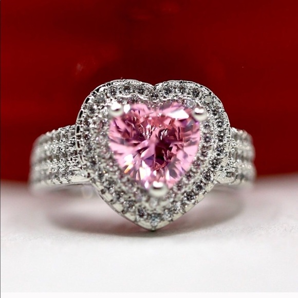 🆕 925 Pink Heart Sapphire Ring - Picture 3 of 15
